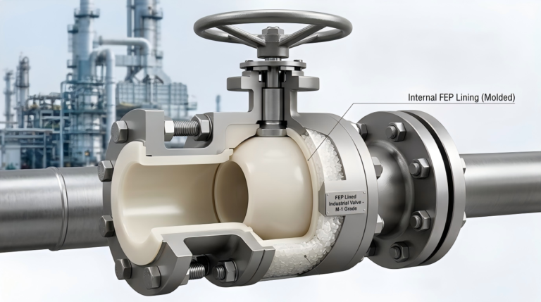 M-1 (Molding Grade) fep lined industrial valve